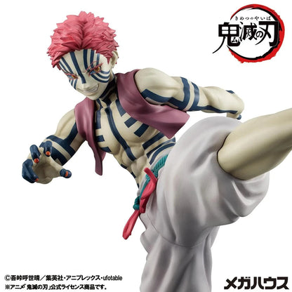 Demon Slayer G.E.M. Series Upper Rank 3 Akaza Repeat Figure mid-kick on shattered stone base