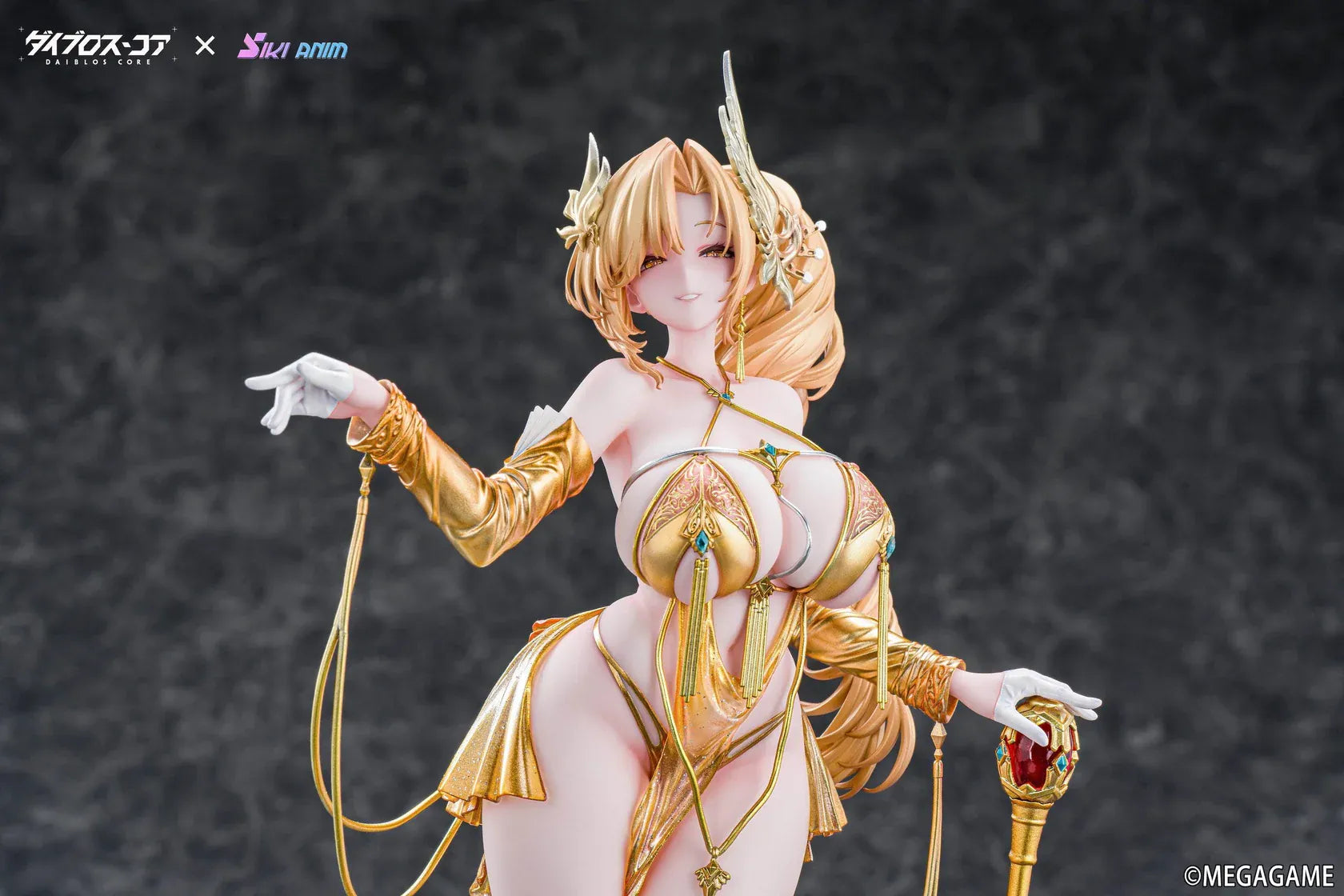 Daiblos Core Lobera Hot Passion Night Ver. 1/6 Scale Figure wearing an ornate gold outfit with jeweled accessories and decorative staff