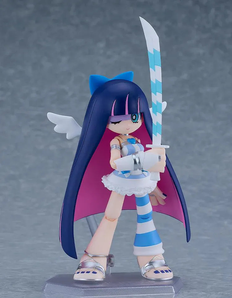 New PANTY & STOCKING with GARTERBELT figma Stocking Angel ver Figure with blue and pink hair, white angel outfit, halo, and wings