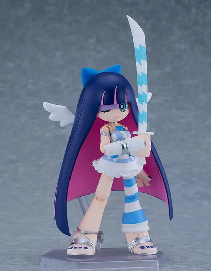 New PANTY & STOCKING with GARTERBELT figma Stocking Angel ver Figure with blue and pink hair, white angel outfit, halo, and wings