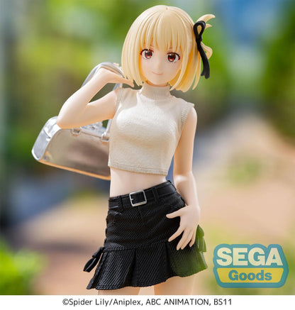 Lycoris Recoil High Premium Figure Chisato Nishikigi Street Snap Figure wearing a white crop top and black skirt