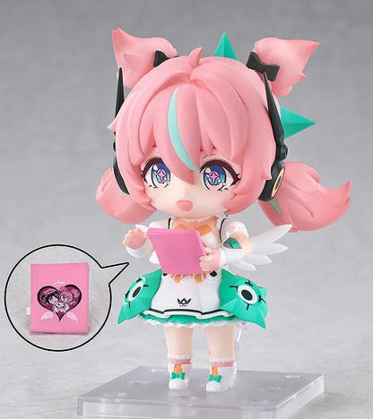 Zenless Zone Zero Nendoroid Aria figure with pink twin tails, a futuristic headset, and a white-and-teal idol outfit.