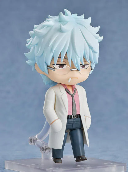 Gintama Mr. Ginpachi's Zany Class Nendoroid No.2898 Ginpachi Sakata chibi figure in white lab coat with glasses and book
