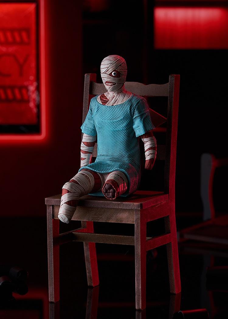 Mouthwashing POP UP PARADE Swacchao! Curly Figure featuring Curly in a seated pose with bandaged details, hospital gown styling, and horror-inspired sculpting.