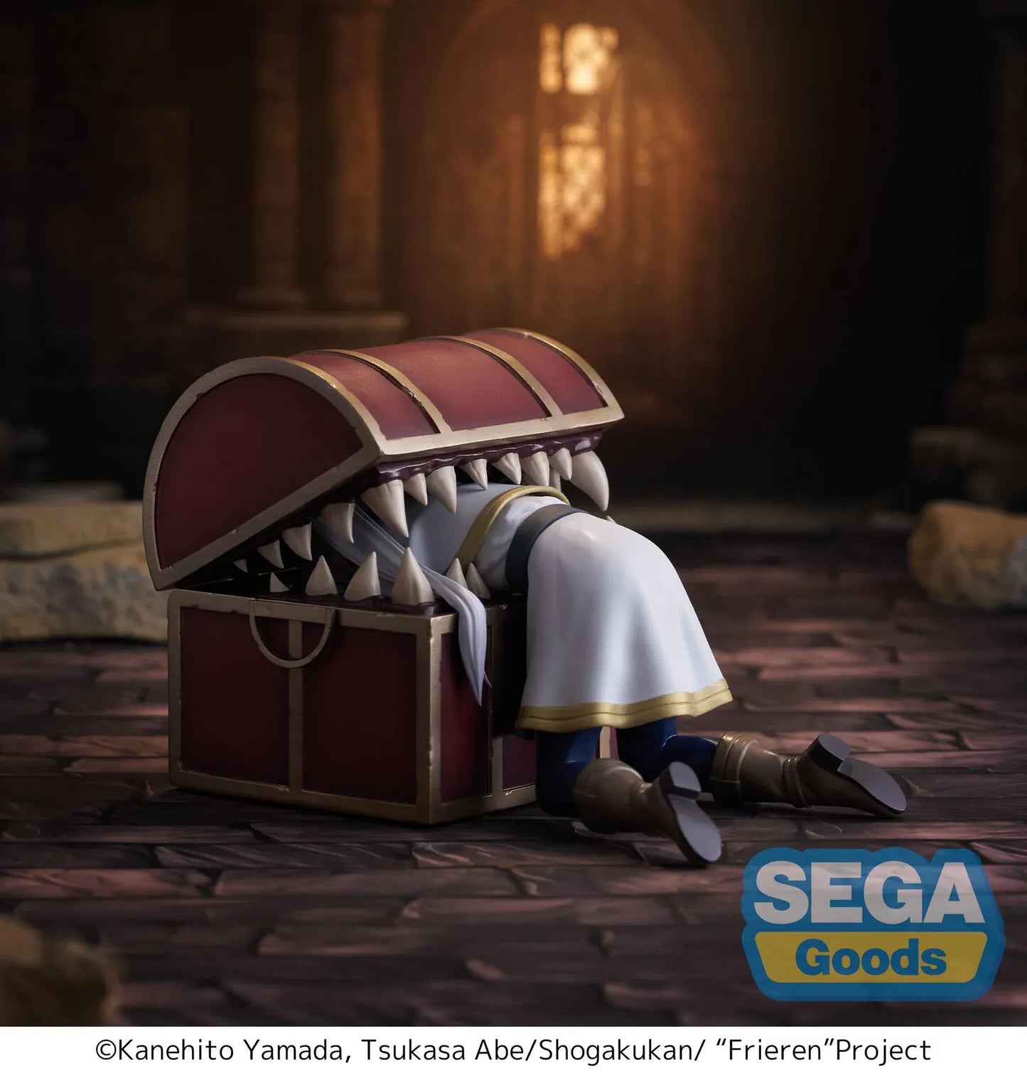 Frieren Luminasta figure stuck in mimic chest with tongue and detailed fantasy design