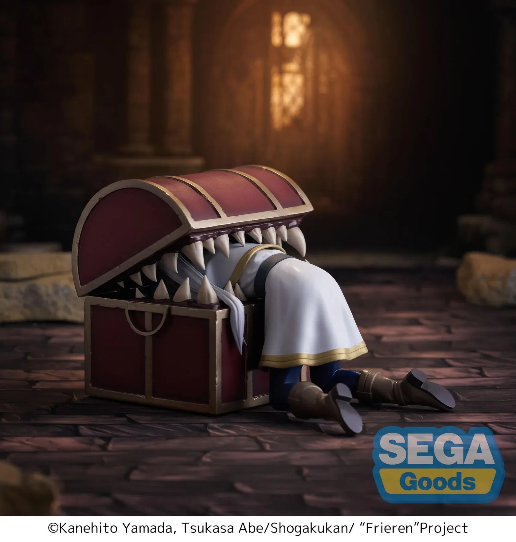 Frieren Luminasta figure stuck in mimic chest with tongue and detailed fantasy design