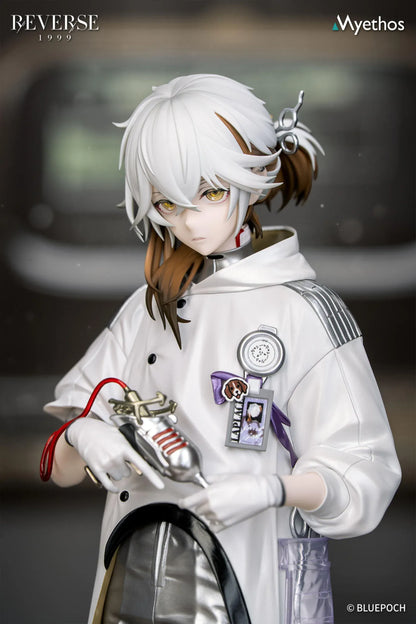 Reverse 1999 Gift+ Medicine Pocket 1/8 Scale Figure wearing a white laboratory coat, metallic silver pants, and black boots