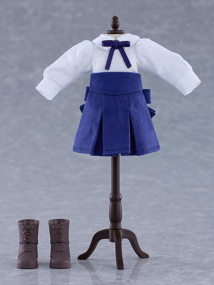 Fate stay night Nendoroid Doll Saber Casual Outfit Ver. with blonde hair, blue skirt, white blouse, black tights, and brown boots