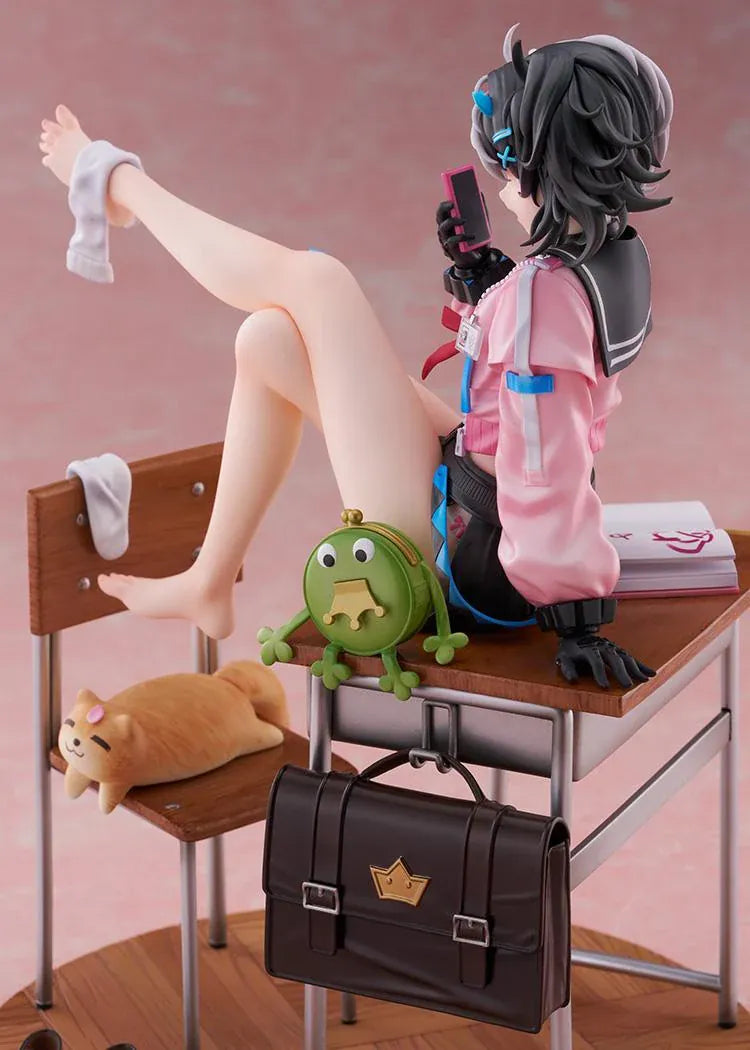 Snowbreak Containment Zone Eatchel The Cub Overdue Radiance 1/7 scale figure sitting on classroom desk with school accessories