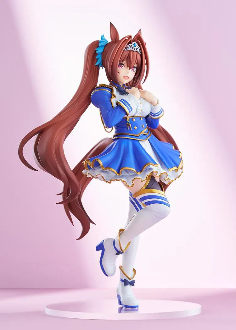 Umamusume Pretty Derby POP UP PARADE Daiwa Scarlet L Size Figure in blue and white racing outfit