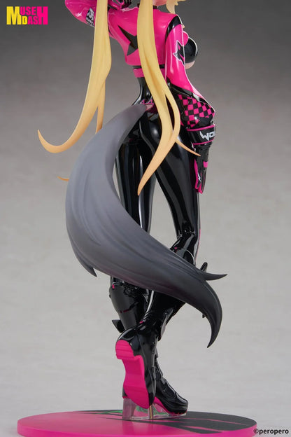 Muse Dash LIMEPIE Rin Racer 1/8 scale figure wearing a glossy black-and-pink racing outfit.