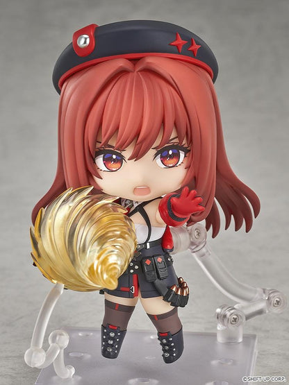 GODDESS OF VICTORY NIKKE Nendoroid Rapi Red Hood Figure with red hair, black-and-red tactical outfit, cap, and large weapon accessory