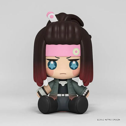 DRAMAtical Murder Huggy Good Smile Mink figure with a pink headband, dark hair, blue star-filled eyes, and a dark outfit in a seated pose.