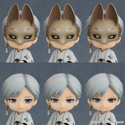 SILENT HILL f Nendoroid Fox Mask figure wearing a detailed fox mask, gray robes, pleated hakama, and a flowing tail.