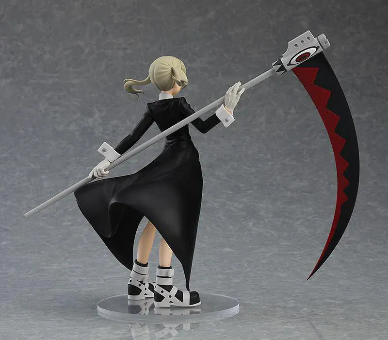 Soul Eater Pop Up Parade Maka Albarn re-run figure holding large red-and-black scythe with flowing black coat and plaid skirt