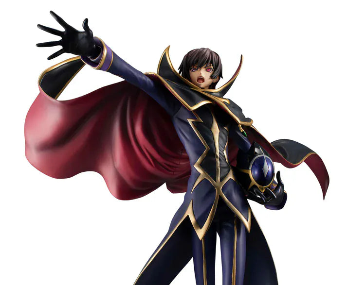 Code Geass Lelouch the Re;surrection Precious G.E.M. Series Zero 20th Anniversary Reissue featuring Zero in his iconic masked outfit with flowing cape and gold-trimmed details.