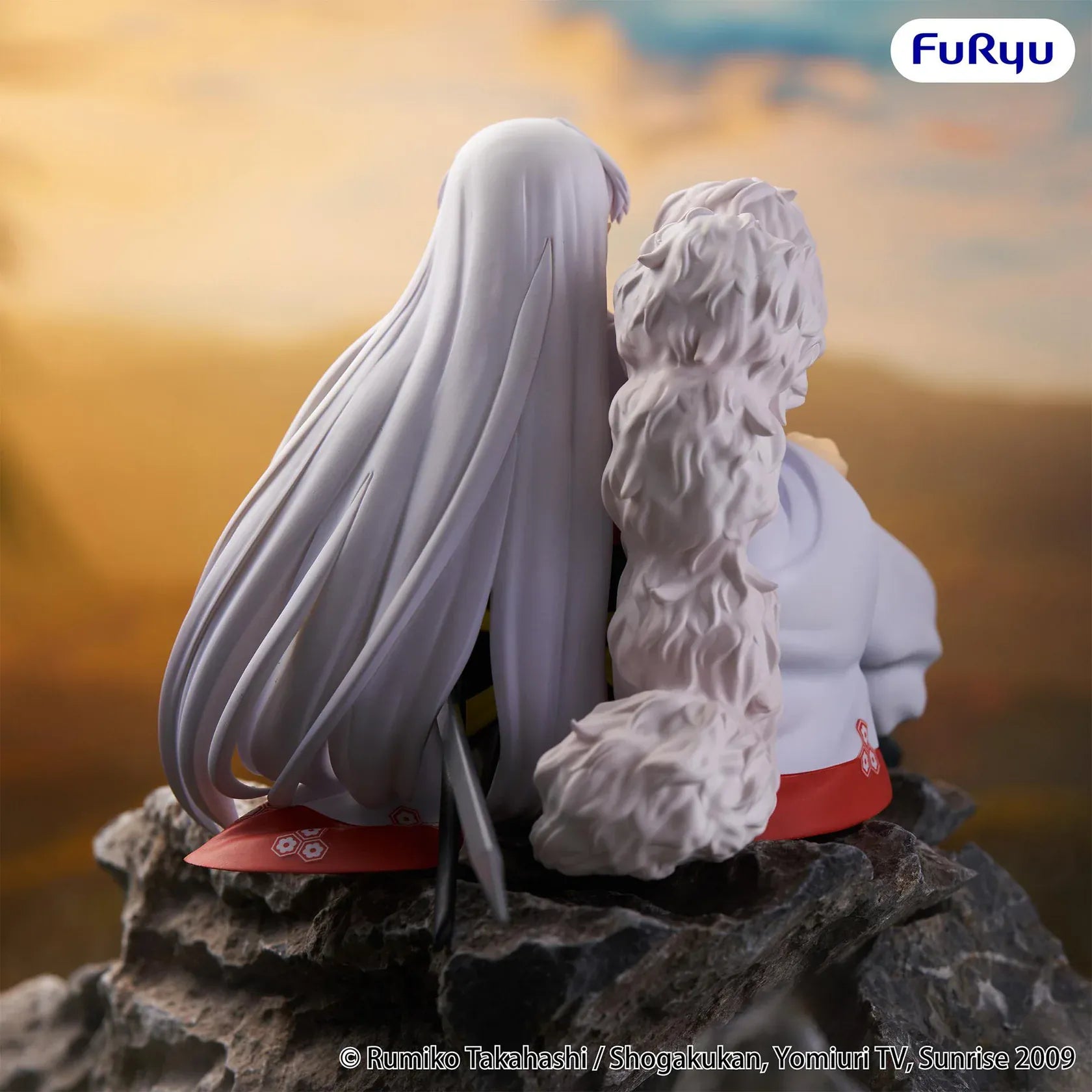 InuYasha Sesshomaru Vol. 2 Noodle Stopper Figure seated in white outfit with armor and fur pelt