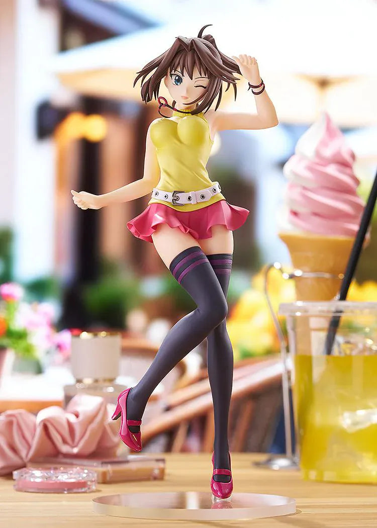 Yu-Gi-Oh The Dark Side of Dimensions POP UP PARADE Anzu Mazaki L Size Figure featuring Anzu in a yellow top, pink skirt, thigh-high socks, and a winking pose.