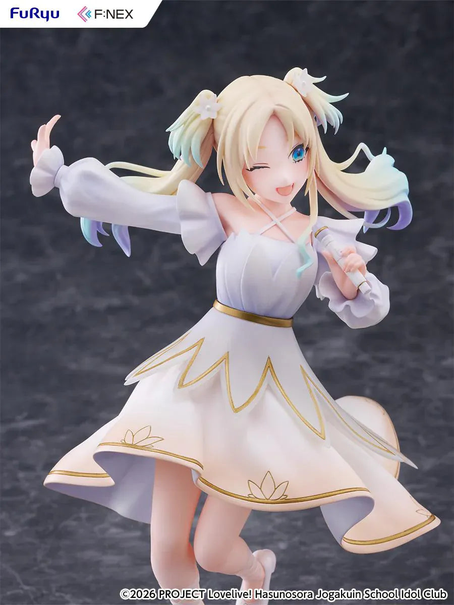 Love Live Hasunosora Girls' High School Idol Club Rurino Osawa 1/7 Scale Figure in white idol dress holding a microphone