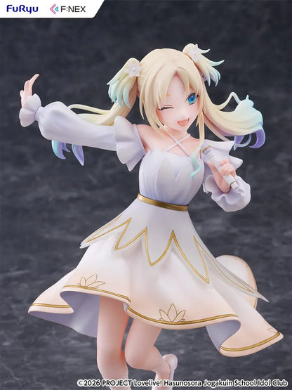 Love Live Hasunosora Girls' High School Idol Club Rurino Osawa 1/7 Scale Figure in white idol dress holding a microphone
