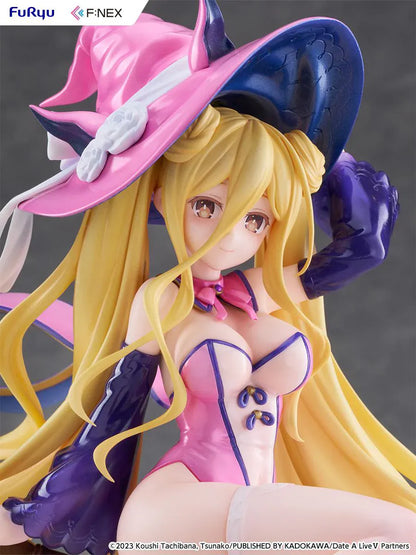 Date A Live V Mukuro Hoshimiya Witch Style Ver. 1/7 Scale Figure featuring Mukuro with long blonde hair, pink witch outfit, large witch hat, key-shaped staff, and magical display base.