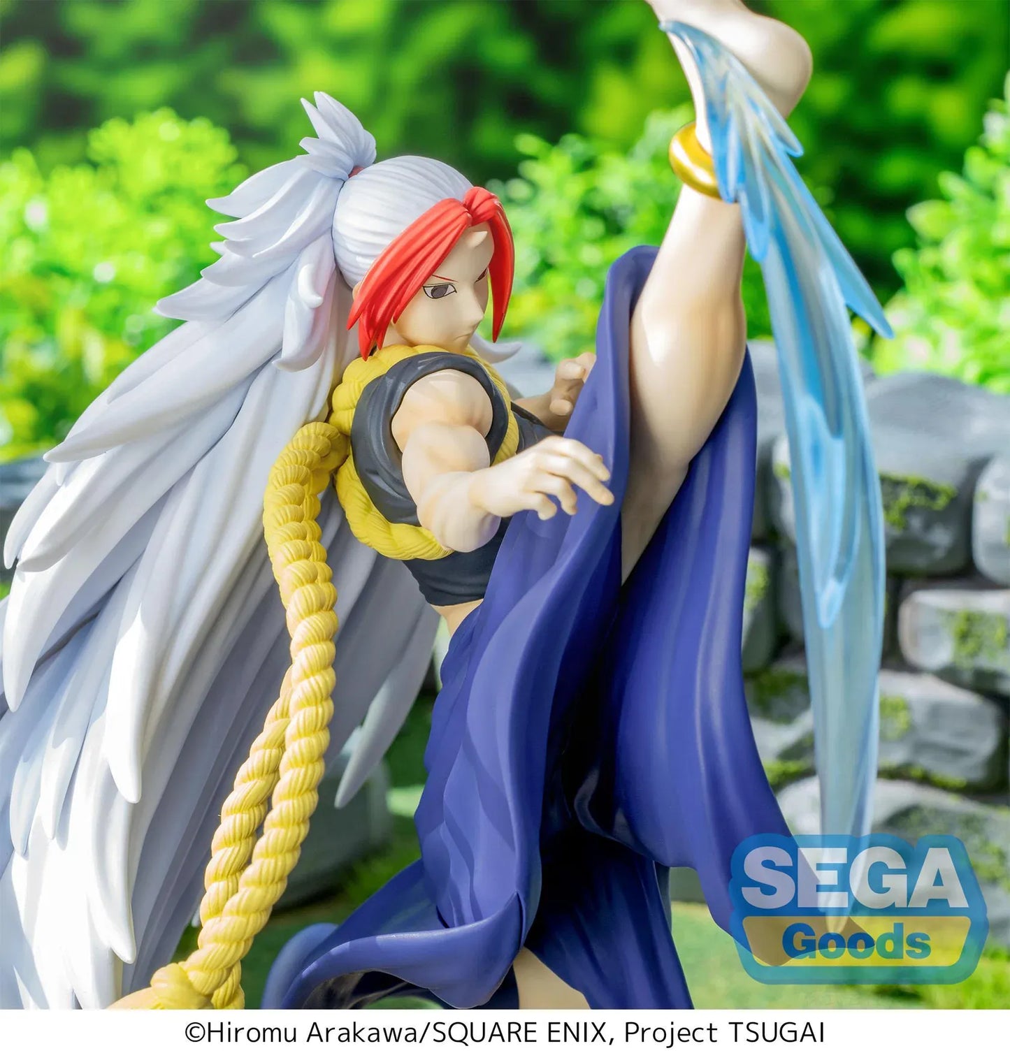 Daemons of the Shadow Realm Luminasta Left Figure performing a high kick with blue effect parts and flowing white hair