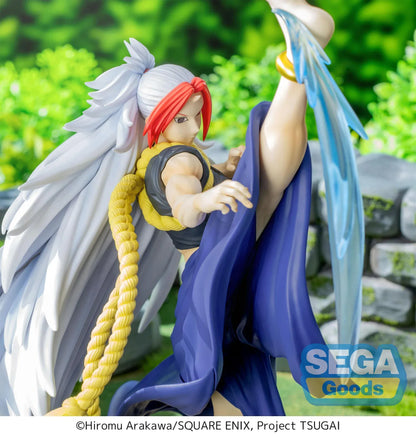 Daemons of the Shadow Realm Luminasta Left Figure performing a high kick with blue effect parts and flowing white hair