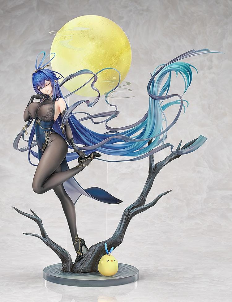 Azur Lane New Jersey Dancing in the Moonlight Ver. 1/7 Scale Figure with flowing blue hair black outfit and moonlit display base