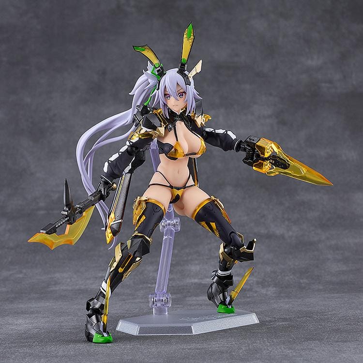 BUNNY SUIT PLANNING figma Silva Barrelline Figure featuring Silva with lavender hair, black-and-gold armored bunny suit, mechanical armor details, and large weapon accessory.