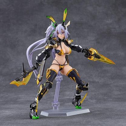 BUNNY SUIT PLANNING figma Silva Barrelline Figure featuring Silva with lavender hair, black-and-gold armored bunny suit, mechanical armor details, and large weapon accessory.