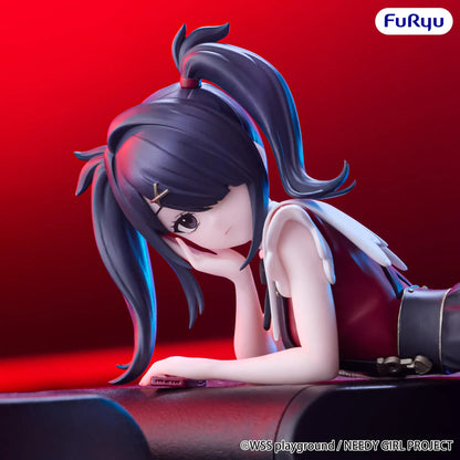 Ame-chan Noodle Stopper figure featuring a dark ponytail, black and burgundy outfit, platform shoes, and a relaxed reclining pose.