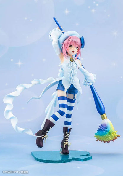 Amulet Spade 1/7 scale figure with pink hair, a white-and-blue costume, striped stockings, and an oversized rainbow-tipped paintbrush.