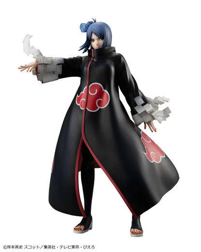 Naruto Shippuden Gals Series Konan figure wearing an Akatsuki cloak with paper ninjutsu effects