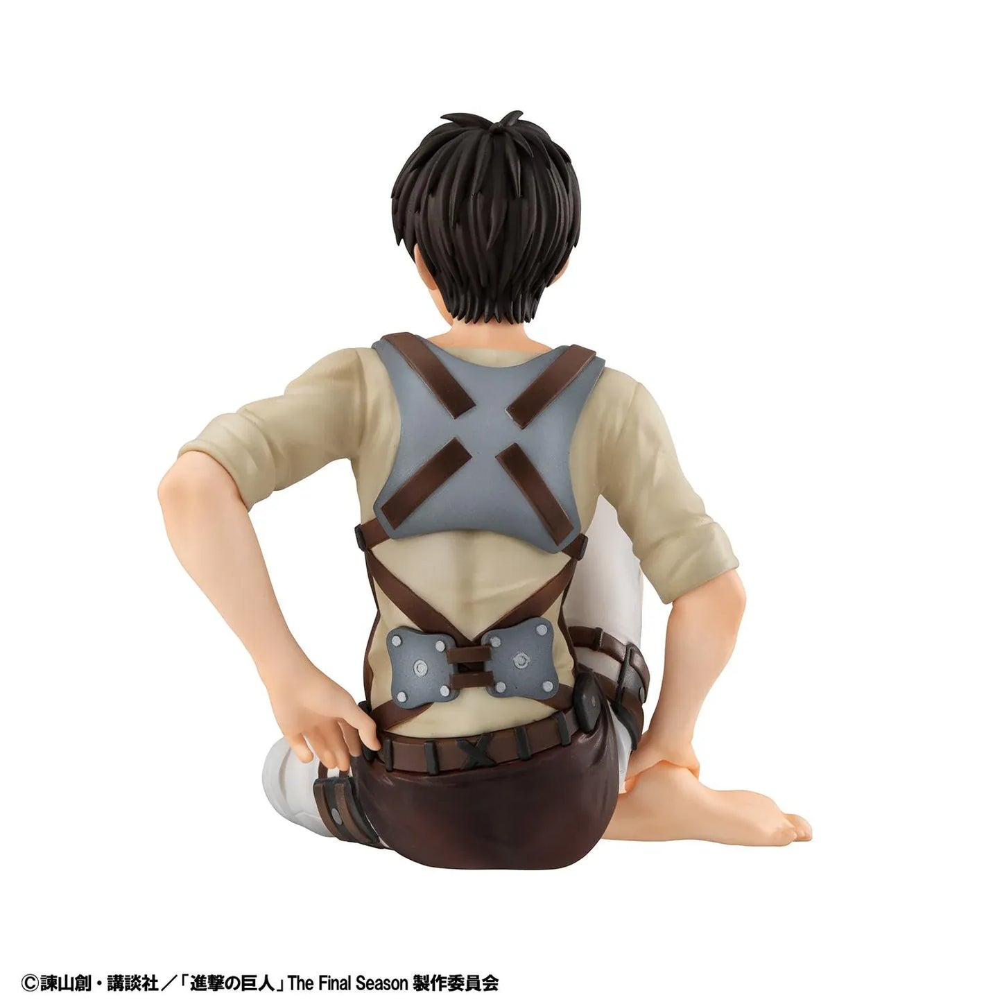 Attack on Titan G.E.M. Series Eren Tenohira Figure seated with short black hair, harness outfit, and focused expression