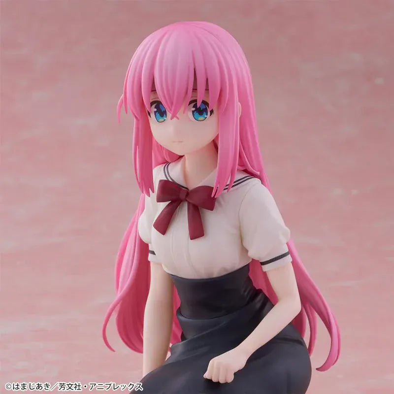 Bocchi the Rock Hitori Gotoh Casual Wear Ver 1/6 scale figure kneeling in café outfit with long pink hair