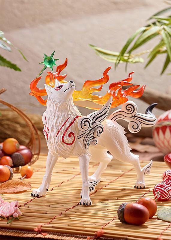Amaterasu POP UP PARADE figure from Okami featuring white wolf with red markings and flame effects