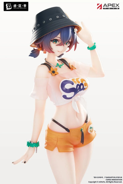 Zenless Zone Zero Limepie Belle Summer Skies 1/8 scale figure featuring Belle in a summer outfit with a bucket hat and orange shorts