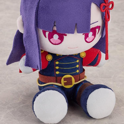 Chained Soldier Punipuni Ren Yamashiro Plushie featuring Ren in a soft chibi-style seated plush design with purple hair, pink eyes, red ribbon, and red-and-black uniform details.