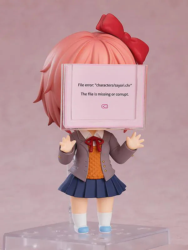 Sayori Nendoroid figure from Doki Doki Literature Club smiling with red bow chibi figure