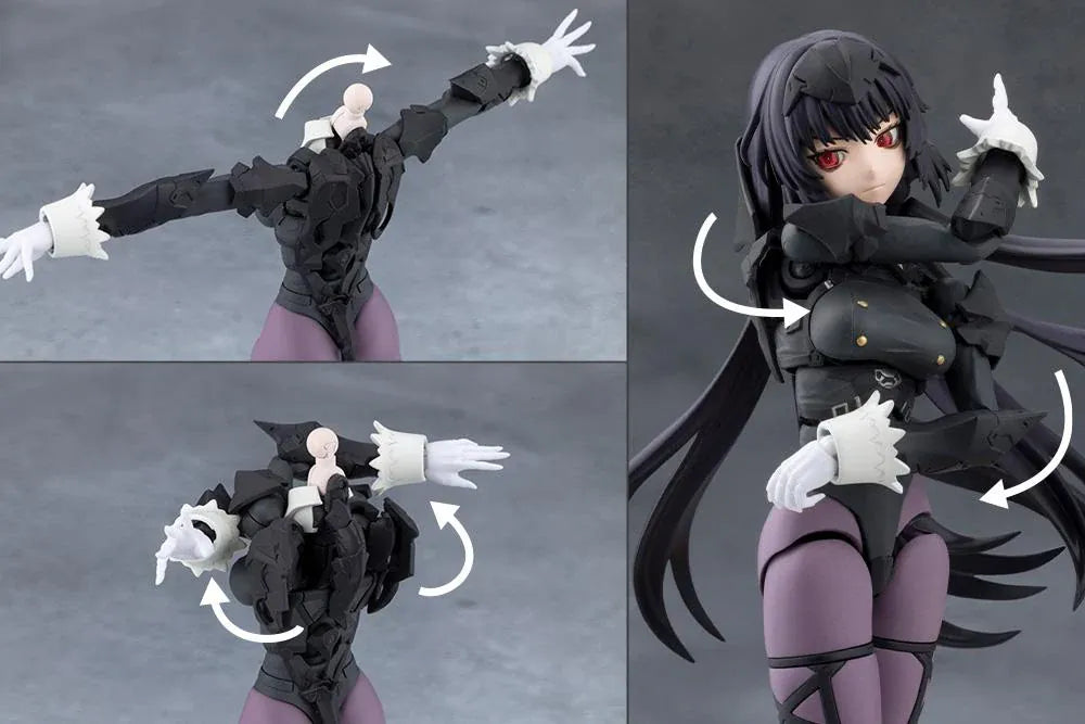 Megalomaria Unlimited Universe Maria Kagaribi Dress Code model kit wearing a gothic black dress and holding a red-bladed sword.