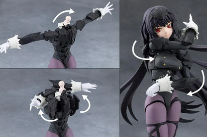 Megalomaria Unlimited Universe Maria Kagaribi Dress Code model kit wearing a gothic black dress and holding a red-bladed sword.