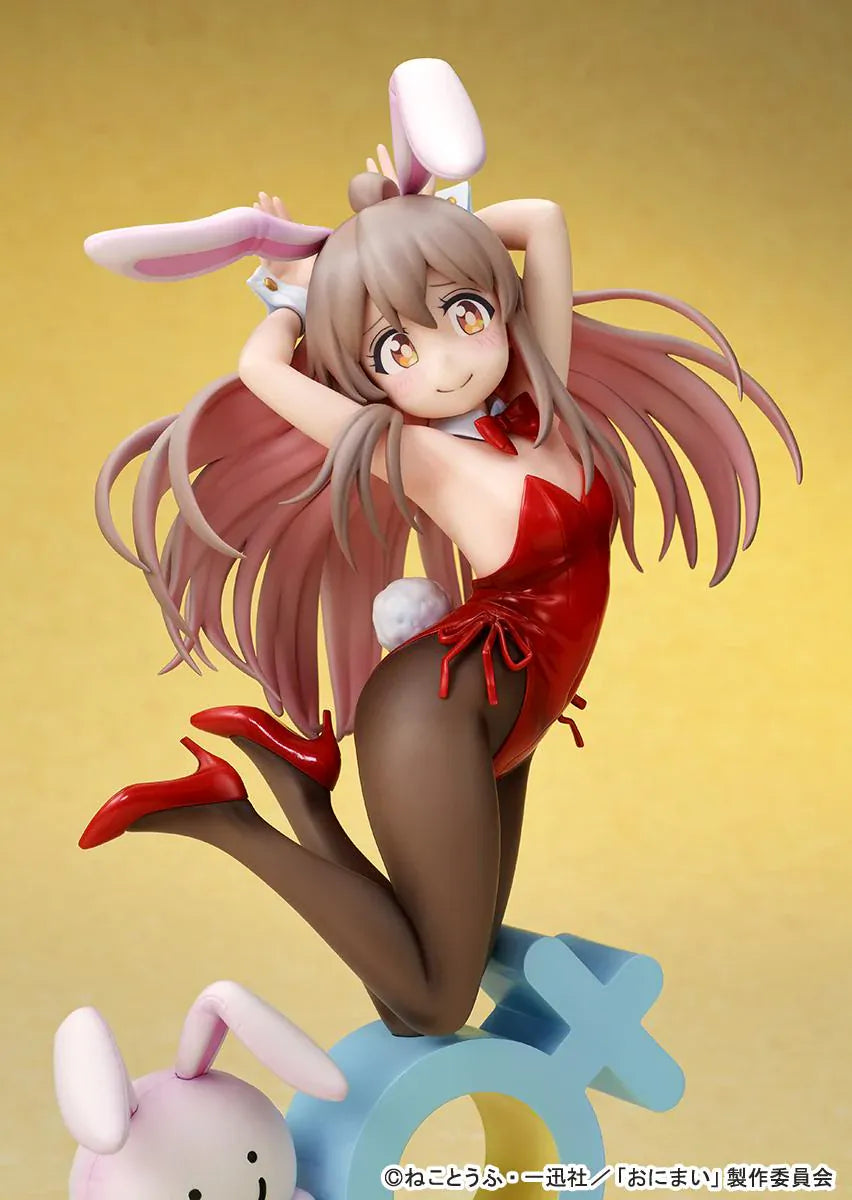 ONIMAI I'm Now Your Sister Mahiro Oyama Bunny Girl Style 1/7 Scale Figure featuring Mahiro in a red bunny outfit with bunny ears, flowing hair, tights, and themed display base.
