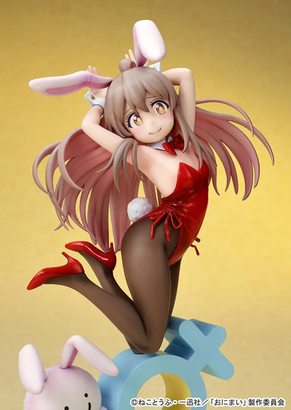 ONIMAI I'm Now Your Sister Mahiro Oyama Bunny Girl Style 1/7 Scale Figure featuring Mahiro in a red bunny outfit with bunny ears, flowing hair, tights, and themed display base.