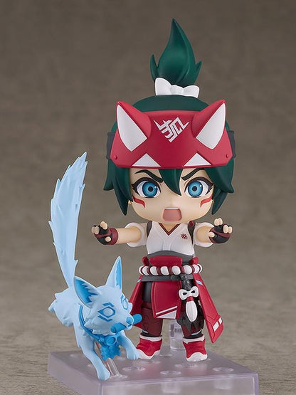 OVERWATCH Nendoroid Kiriko Figure Rerelease featuring Kiriko in a chibi style with fox-inspired headband mask, red outfit, and kunai accessory.
