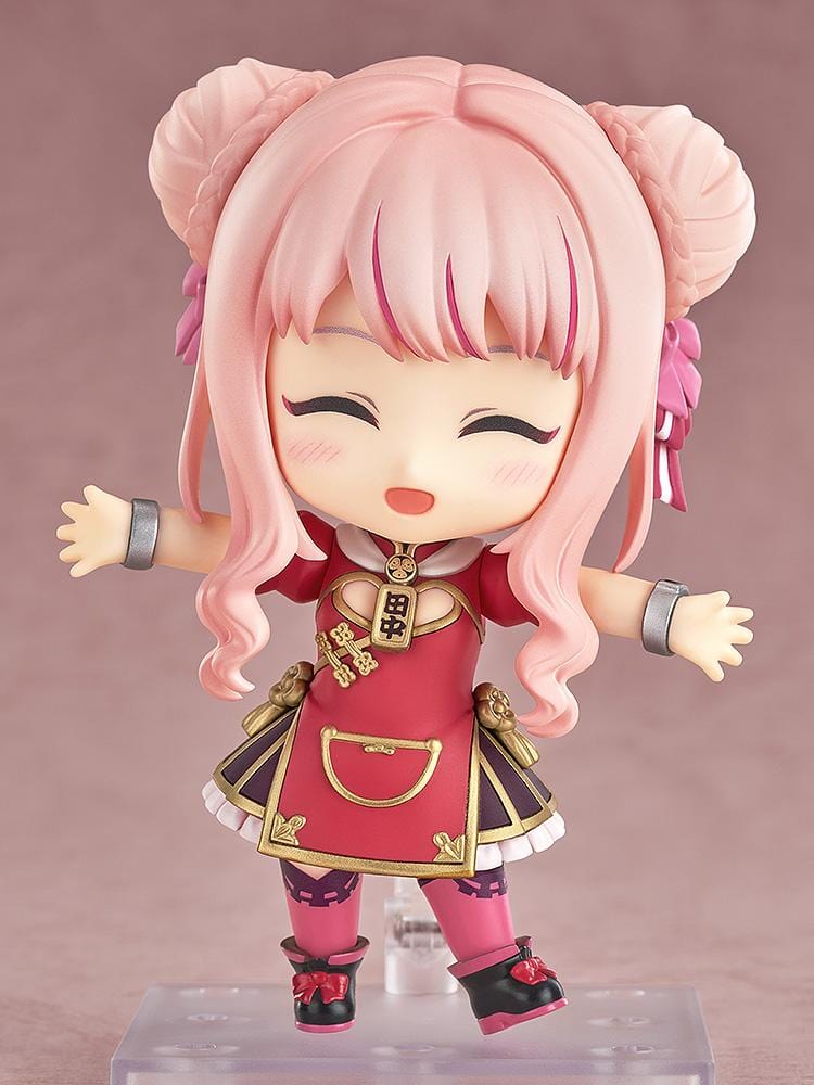 HimeHina Channel Nendoroid No.2871 Tanaka Hime in red idol outfit with twin buns and fanged smile
