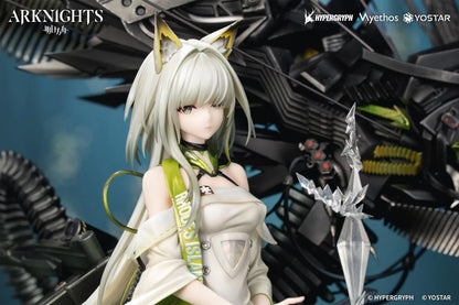 Arknights Kal'tsit Esperanta 1/7 Scale Figure with white-and-green outfit, mechanical display element, long hair, and detailed sci-fi base