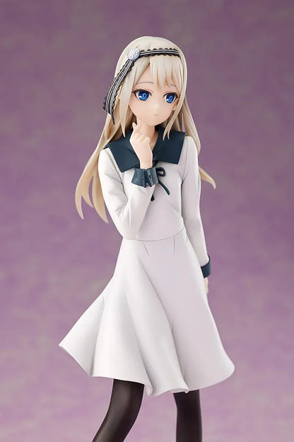 Kaguya-sama Love is War The First Kiss That Never Ends Kei Shirogane 1/7 scale figure wearing a flowing white dress with a translucent blue heart display base