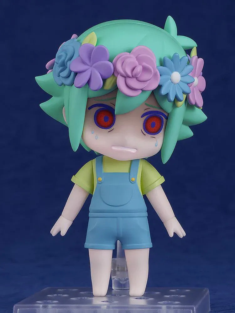 OMORI Nendoroid Basil Figure rerelease with green hair colorful flower crown and blue overalls