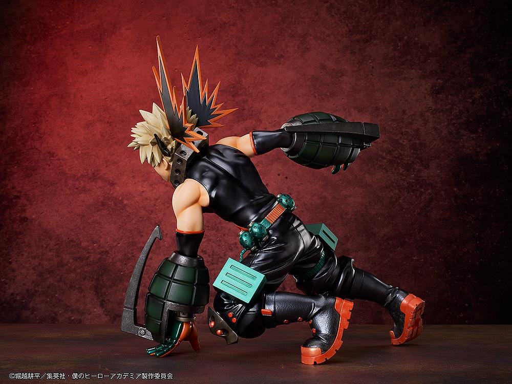 My Hero Academia Katsuki Bakugo (Metallic Ver.) 1/4 Scale Figure featuring Bakugo in an action pose with metallic armor, grenade gauntlets, and dynamic expression.