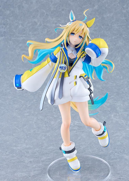 Uma Musume Pretty Derby POP UP PARADE L Neo Universe figure with white blue and yellow futuristic outfit and flowing blonde hair